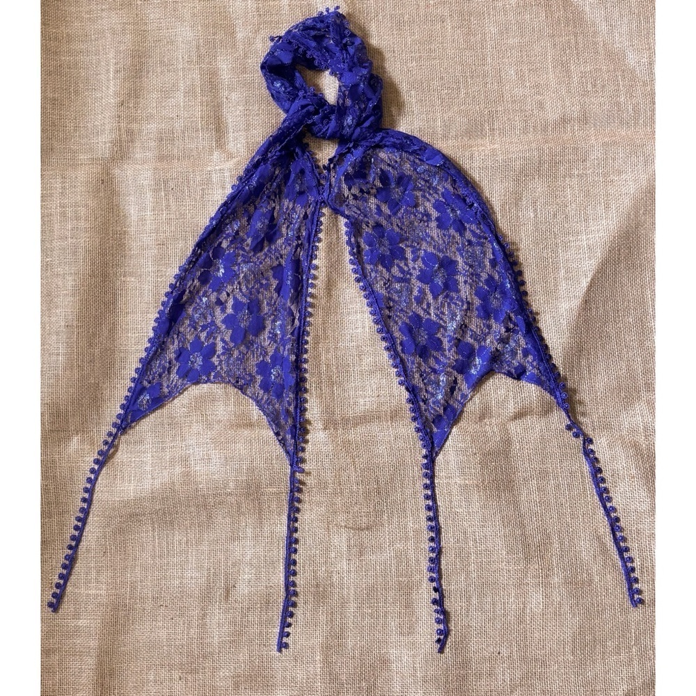 Purple Floral Lace Sparkle Fashion Scarf Romani Fairy Core Whimsigoth Feminine